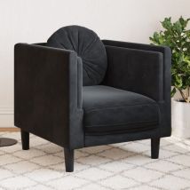 Fauteuil avec coussin noir velours Vidaxl