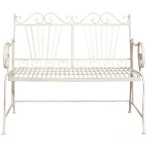 Biscottini - Banc d'extérieur en fer 113x58x94 cm Canapé de jardin et d'entrée Banc en métal blanc Chaise d'extérieur et d'intérieur 2 places