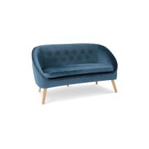 Idmarket - Canapé banquette en velours sonia bleu