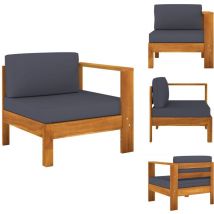 Canapé central avec 1 accoudoir Gris foncé Acacia solide - Canapé Extérieur - Canapé Jardin - Mobilier De Jardin - Acacia Massif - Canapé Confortable