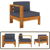 Canapé central avec 1 accoudoir Gris foncé Acacia solide - Canapé Extérieur - Mobilier De Jardin - Canapé Acacia - Canapé Confortable - Salon De