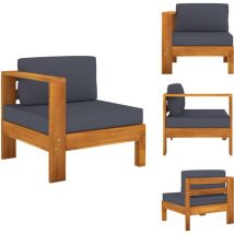 Canapé central avec 1 accoudoir Gris foncé Acacia solide - Canapé Extérieur - Mobilier De Jardin - Canapé Acacia - Canapé Confortable - Salon De
