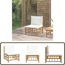 Canapé central de jardin avec coussins blanc crème bambou - Canapé De Jardin - Mobilier De Jardin - Canapé Extérieur - Bamboo Furniture - Chaise