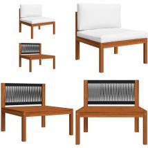 Canapé central de jardin avec coussins Bois d'acacia massif - Canapé De Jardin - Canapé Extérieur - Mobilier De Jardin - Meubles De Jardin - Acacia