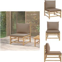 Canapé central de jardin avec coussins taupe bambou - Canapé De Jardin - Mobilier De Jardin - Canapé Extérieur - Bamboo Furniture - Chaise Longue