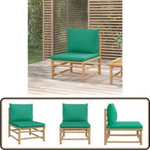 Canapé central de jardin avec coussins vert bambou - Canapé De Jardin - Mobilier De Jardin - Canapé Extérieur - Bamboo Furniture - Chaise Longue