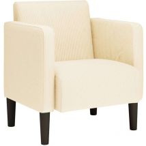 Canapé-chaise accoudoirs crème 54 cm tissu velours côtelé Vidaxl