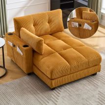Eifson - Canapé-chaise, avec 2 porte-gobelets, 1 poche latérale, fonction de chargement usb, 1 appui-tête, tissu rayé en velours, convient au salon