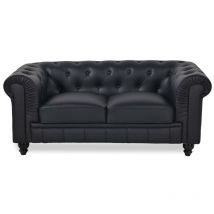 Intensedeco - Canapé Chesterfield 2 Places Regency Noir