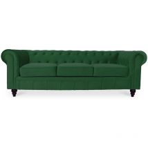 Intensedeco - Canape Chesterfield Velours 3 Places Altesse Vert