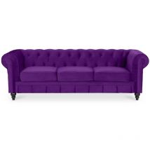 Intensedeco - Canape Chesterfield Velours 3 Places Altesse Violet