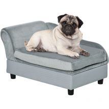 Canapé Chien Chat sur Pied avec Coffre de Rangement Style Moderne Coussin d'assise Amovible Grand Confort 76 x 45 x 41,5 cm Bleu