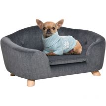 Pawhut - Canapé chien lit pour chien design scandinave coussin moelleux amovible pieds bois massif dim. 70L x 47l x 30H cm peluche courte polyester