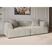 Deco In Paris - kelia - Canapé contemporain 3 places en velours beige kelia