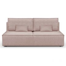 Homifab - Canapé convertible 3 places avec coffre de rangement en tissu rose pâle - Milla New