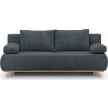 Homifab - Canapé convertible 3 places avec coffre de rangement en velours côtelé gris foncé - Laria New
