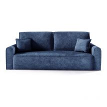 Canapé convertible 3 places coffre Valentin bouclé Bleu