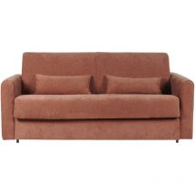 Miliboo - Canapé convertible 3 places en tissu effet velours terracotta avec matelas 13 cm letto