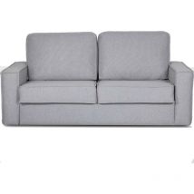 Homifab - Canapé convertible 3 places en tissu gris - Ouverture express - Couchage quotidien - Matelas hd 140 x 190 - Mattia