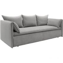 Canapé convertible 3 places en velours côtelé gris TEODORA