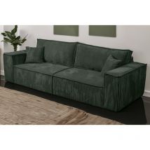 Tendencio - Canapé convertible 3 places vella en velours côtelé vert