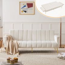 Fortuna Lai - Canapé convertible avec fonction sommeil 2 places - canapé-lit pliant 183x76x75cm - avec pieds auxiliaires - en velours beige