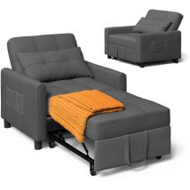 Bealife - Canape Convertible Canapé Lit 1 Place Fauteuil Chaise Longue Coussin Réglable Rangement Roues Pliante