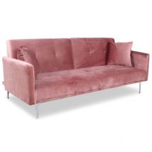 Cotecosy - Canapé convertible clic-clac 3 places Carla Velours Rose