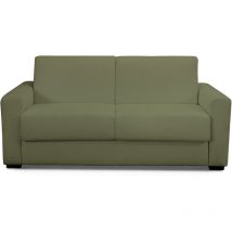 Homifab - Canapé convertible 3 places en tissu bouclette vert kaki - ouverture express - Andrea