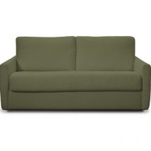 Homifab - Canapé convertible 3 places en tissu bouclette vert kaki - ouverture express - Bianca
