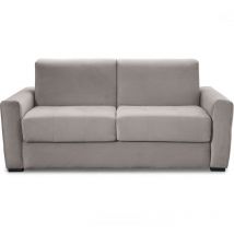 Canapé convertible 3 places en velours taupe - ouverture express - Andrea