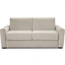Canapé convertible 3 places en velours crème - ouverture express - Andrea