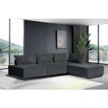 Concept-usine - stava - Canapé d'angle modulable 4 places en velours texturé - gris foncé