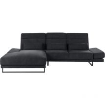 Canapé d'Angle à Droite en Tissu Rembourré Pieds en Acier Accoudoirs et Dossier Réglables Meuble de Salon Noir Ikast
