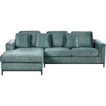 Canapé d'Angle à Droite Moderne en Velours Hydrofuge Pieds en Acier Bleu Sarcelle Oslo
