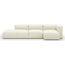 Homifab - Canapé d'angle à droite modulable avec méridienne 5 places en tissu ivoire - Modulo New