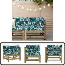 Canapé d'angle avec coussins bois de pin imprégné - Canapé D'angle - Mobilier De Jardin - Canapé Extérieur - Jardin - Terrasse