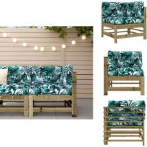 Canapé d'angle avec coussins bois de pin imprégné - Canapé D'angle - Mobilier De Jardin - Canapé Extérieur - Jardin - Terrasse