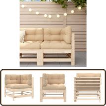 Canapé d'angle avec coussins bois de pin solide - Canapé D'angle - Mobilier De Jardin - Canapé Extérieur - Jardin - Terrasse