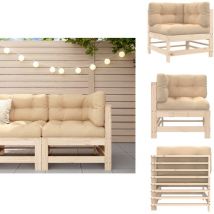 Canapé d'angle avec coussins bois de pin solide - Canapé D'angle - Mobilier De Jardin - Canapé Extérieur - Jardin - Terrasse