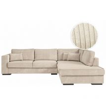 BELAMI - Canapé d'angle XXL 6 places en velours côtelé - Beige - Angle Droit