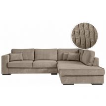 Loungitude - Canapé d'angle belami 6 places xxl en velours côtelé - Angle droit - Taupe