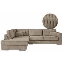 Loungitude - Canapé d'angle belami 6 places xxl en velours côtelé - Angle gauche - Taupe