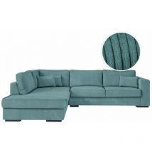Canapé d'angle belami 6 places xxl en velours côtelé - Angle gauche - Bleu clair