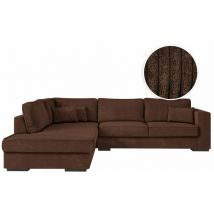 Loungitude - Canapé d'angle belami 6 places xxl en velours côtelé - Angle gauche - Marron