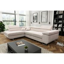 Tendencio - Canapé d'angle convertible antoni en velours côtelé angle gauche beige