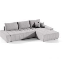 Petits-meubles - Canapé d'angle convertible droit 4 places avec coffre Jonas Gris clair