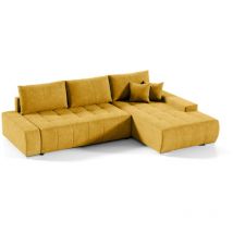Petits-meubles - Canapé d'angle convertible droit 4 places avec coffre Jonas Jaune