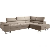 Petits-meubles - Canapé d'angle convertible droite 4 places Eden Taupe