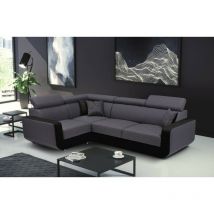 Tendencio - Canapé d'angle convertible et réversible empero n gris et noir